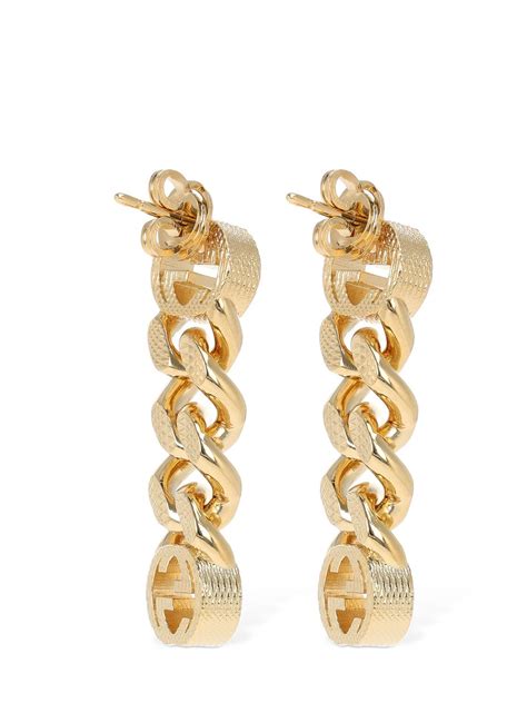 diamond gucci earrings for women|gucci interlocking earrings gold.